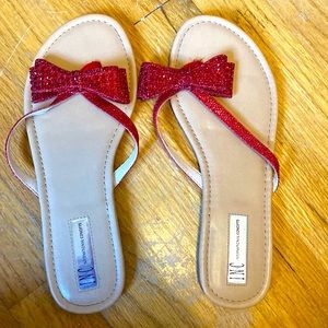 INC red bow sandals